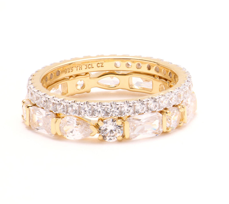Diamonique x Jennifer Miller Stacking Ring Set, Sterling Silver — View 2