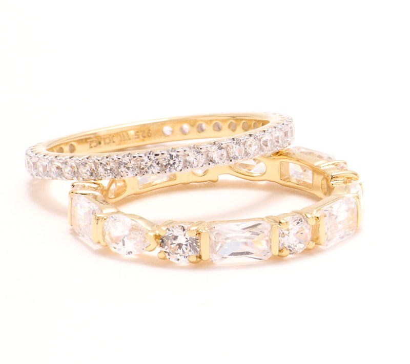Diamonique x Jennifer Miller Stacking Ring Set, Sterling Silver — Main view