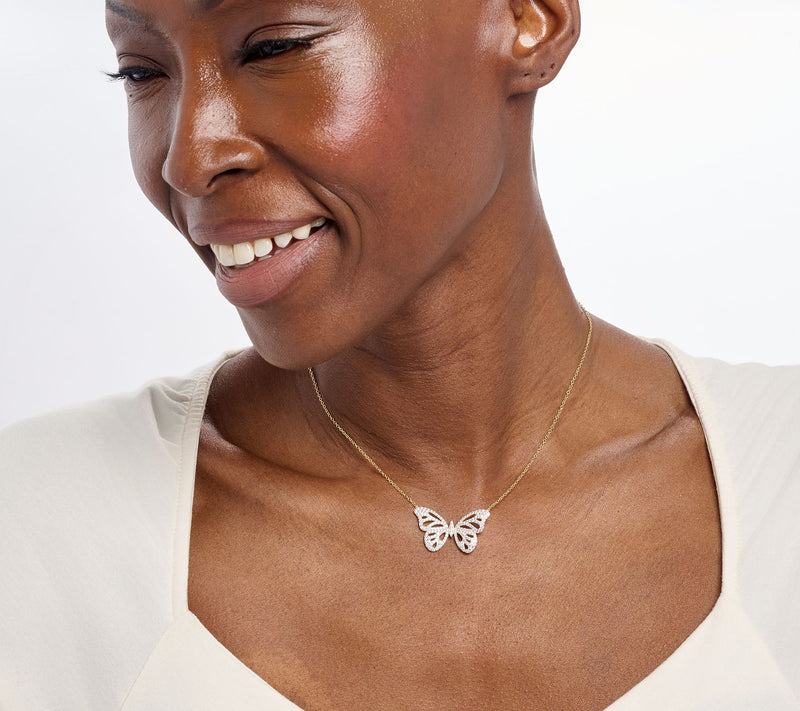 Diamonique x Jennifer Miller Butterfly Necklace, Sterling Silver — View 5
