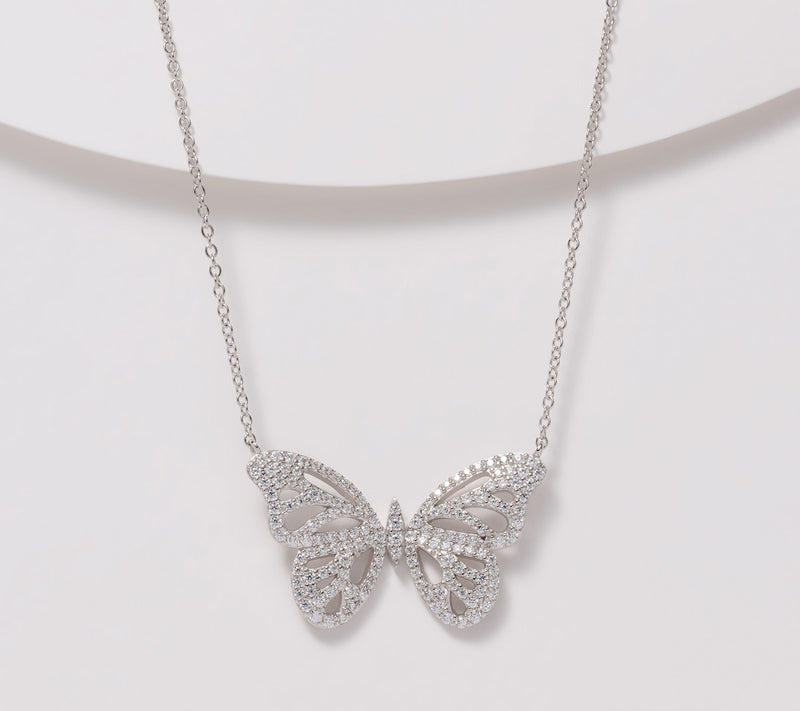 Diamonique x Jennifer Miller Butterfly Necklace, Sterling Silver — View 8