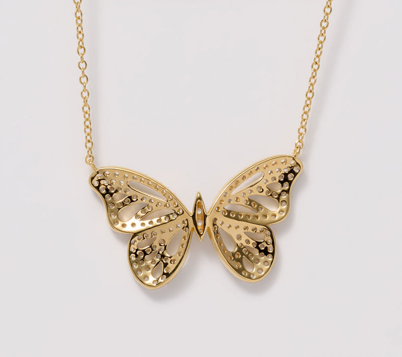 Diamonique x Jennifer Miller Butterfly Necklace, Sterling Silver — View 2