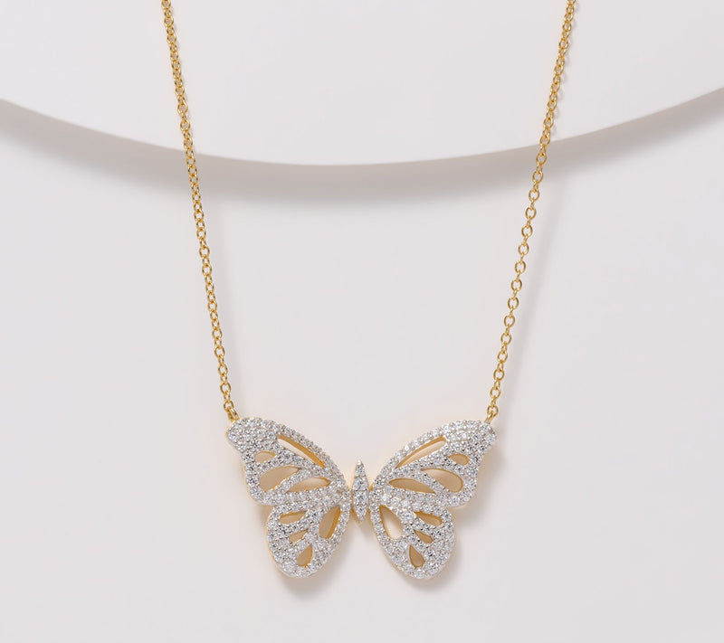Diamonique x Jennifer Miller Butterfly Necklace, Sterling Silver — View 9