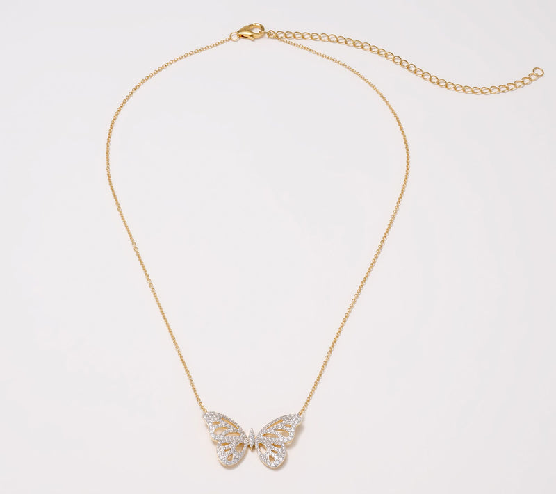Diamonique x Jennifer Miller Butterfly Necklace, Sterling Silver — View 3