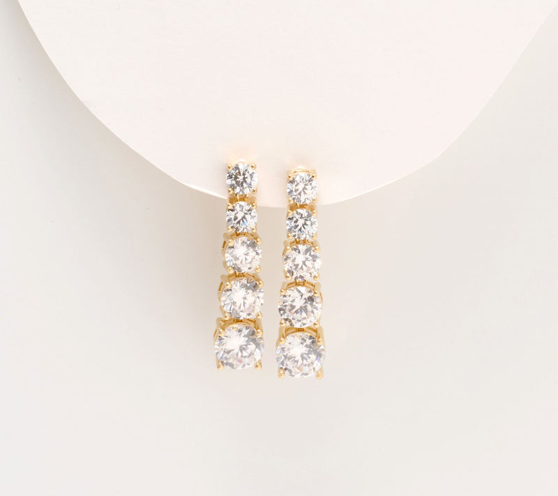 Diamonique x Jennifer Miller Graduated Drop Earrings, Sterling Silver — Main view