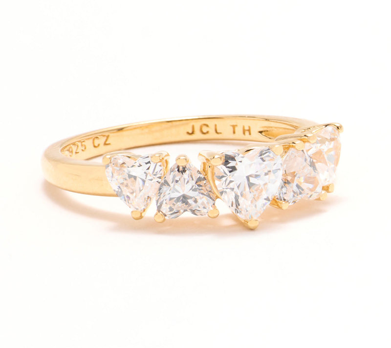 Diamonique Heart Cut 5-Stone Ring, Sterling Silver — View 9