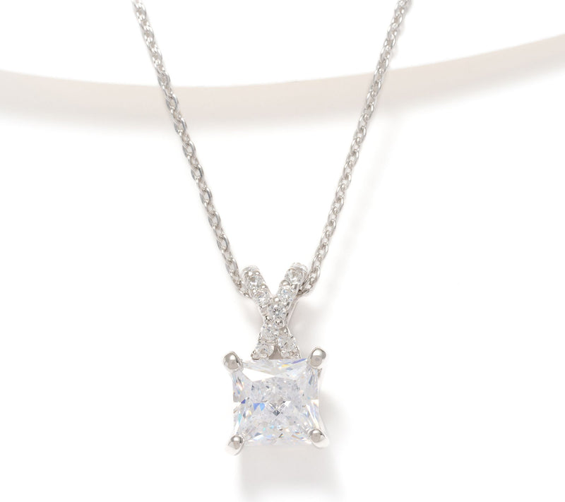 Diamonique Crisscross Necklace, Sterling Silver — View 7