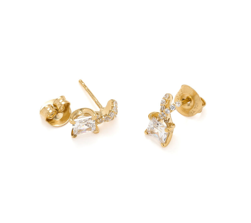 Diamonique Crisscross Stud Earrings, Sterling Silver — View 2
