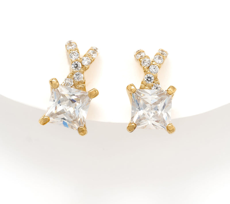 Diamonique Crisscross Stud Earrings, Sterling Silver — View 7