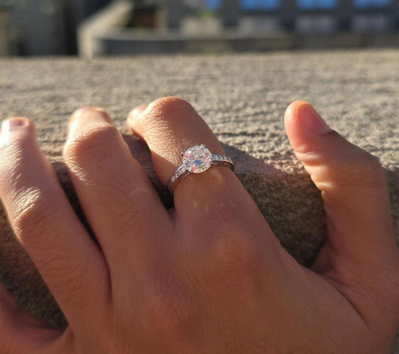 Moissanite Luxe 1.85 cttw Round Engagement Ring, Sterling — View 4