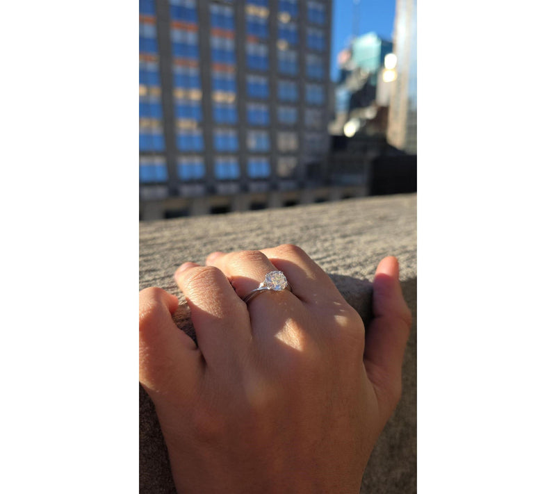 Moissanite Luxe Solitaire Ring, Sterling Silver — View 4