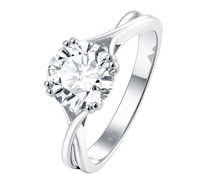 Moissanite Luxe Solitaire Ring, Sterling Silver — View 6