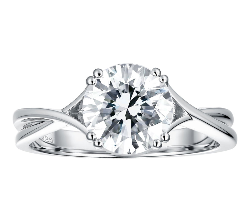 Moissanite Luxe Solitaire Ring, Sterling Silver — View 2