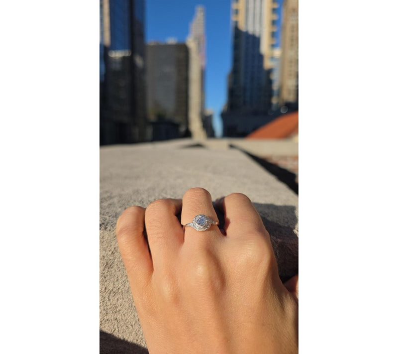 Moissanite Luxe 0.55 cttw Wrapped Halo Ring, Sterling Silver — View 4
