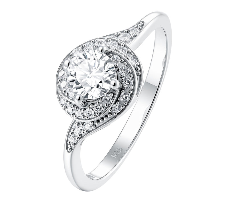 Moissanite Luxe 0.55 cttw Wrapped Halo Ring, Sterling Silver — View 6