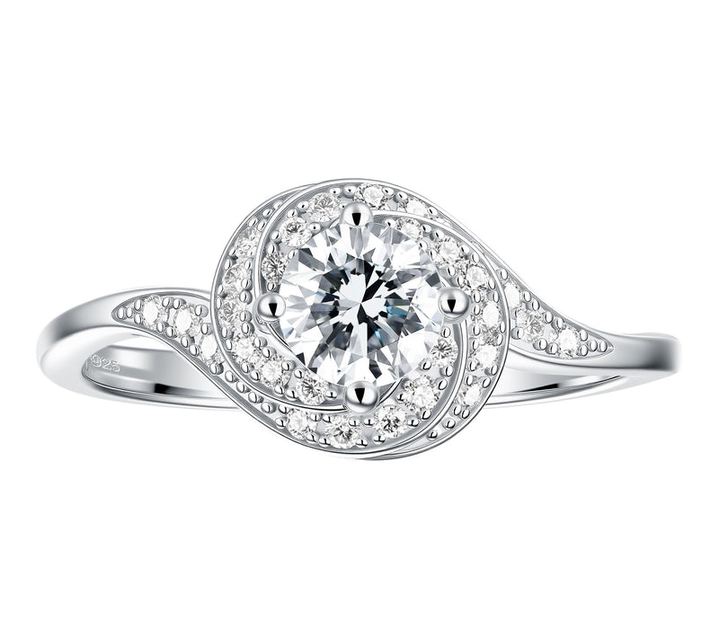 Moissanite Luxe 0.55 cttw Wrapped Halo Ring, Sterling Silver — View 2
