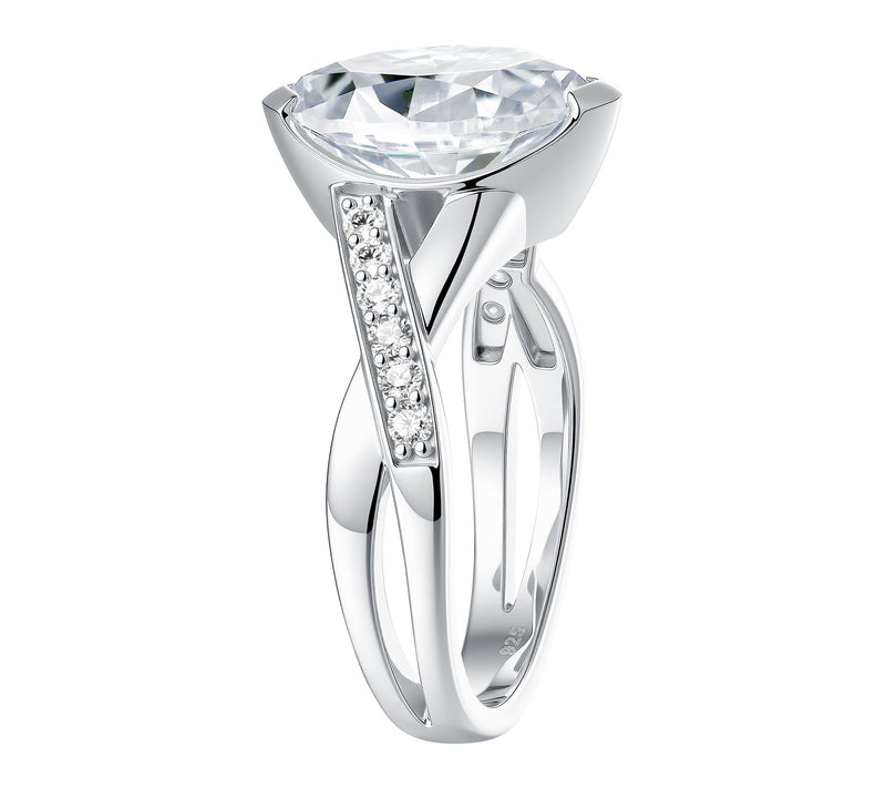 Moissanite Luxe Marquise Crossover Ring, Sterling Silver — View 4