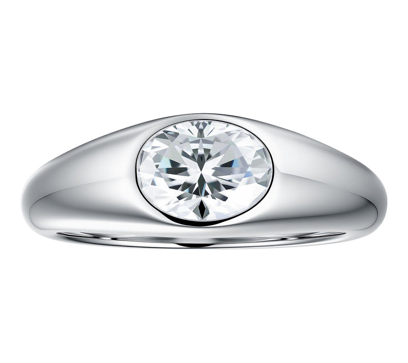 Moissanite Luxe East-West SIgnet Ring, SterlingSilver — View 2