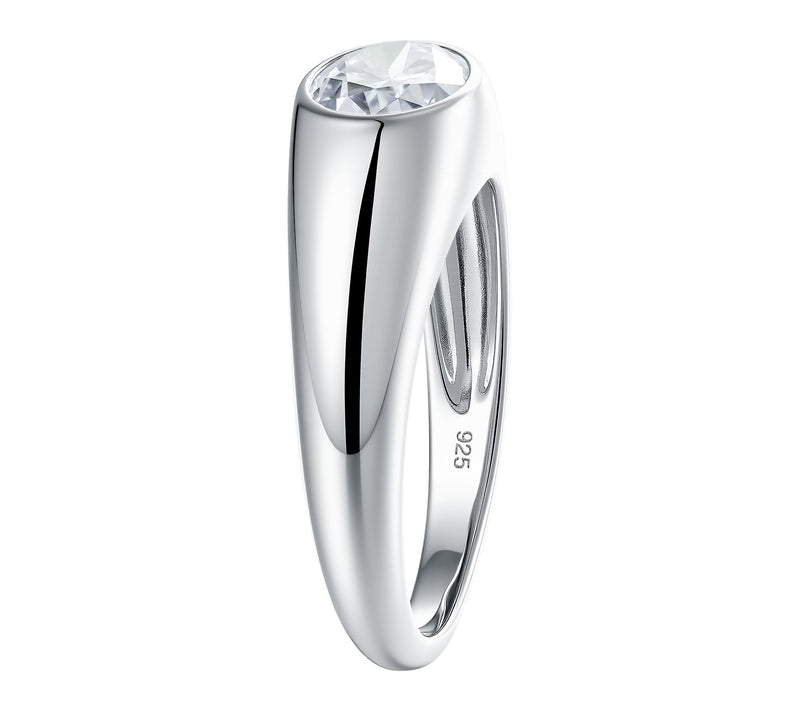 Moissanite Luxe East-West SIgnet Ring, SterlingSilver — View 3