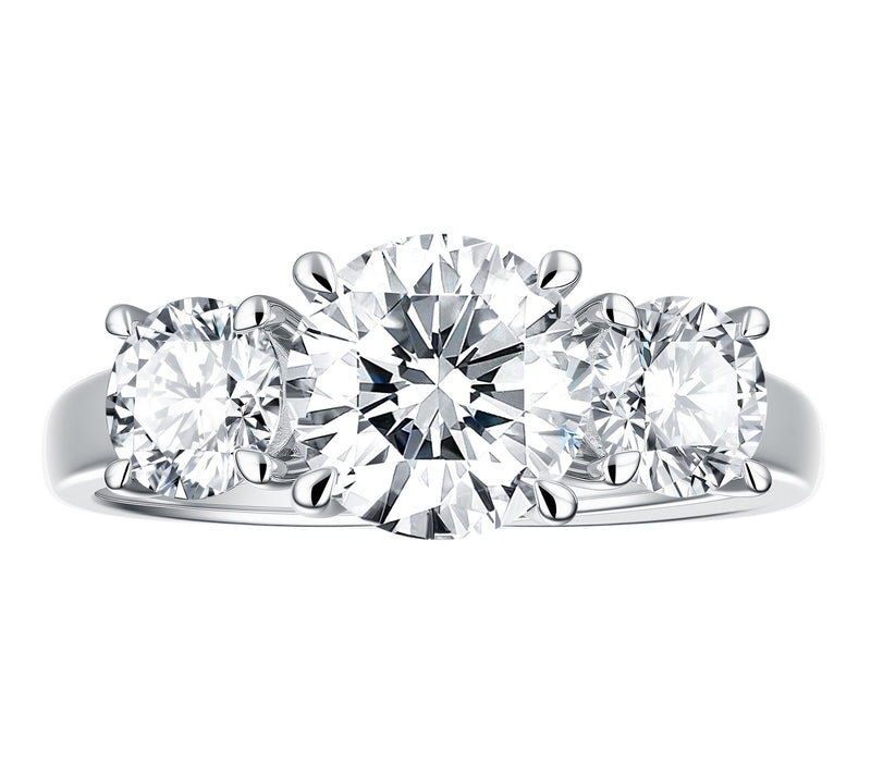 Moissanite Luxe 3-Stone Round Cut Ring, Sterling Silver — View 2