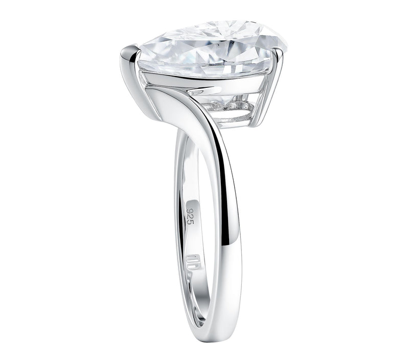 Moissanite Luxe Pear Cut Solitaire Ring, Sterling Silver — View 3