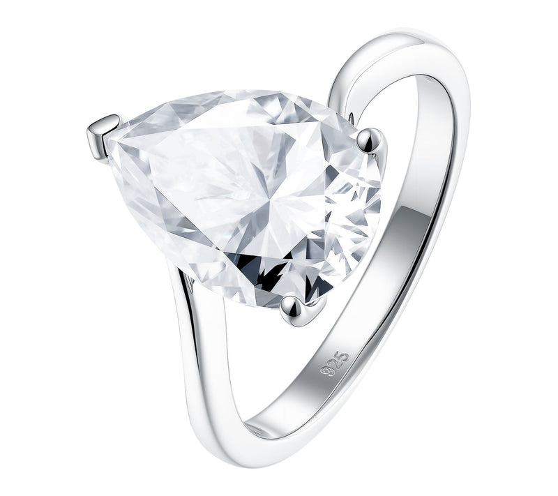 Moissanite Luxe Pear Cut Solitaire Ring, Sterling Silver — View 6