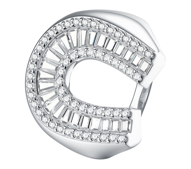 Diamonique x Jennifer Miller Baguette HorseshoeRing, Sterling — View 2