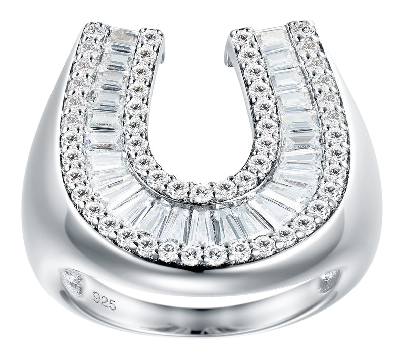 Diamonique x Jennifer Miller Baguette HorseshoeRing, Sterling — Main view