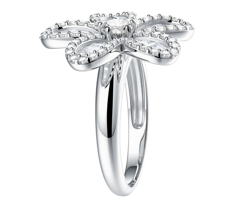 Diamonqiue x Jennifer Miller Baguette Flower Ring, Sterling — View 3