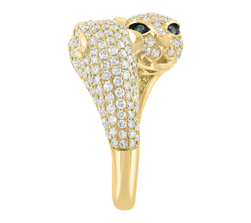 Effy Diamond & Emerald Panther Ring, 14K Gold — View 3