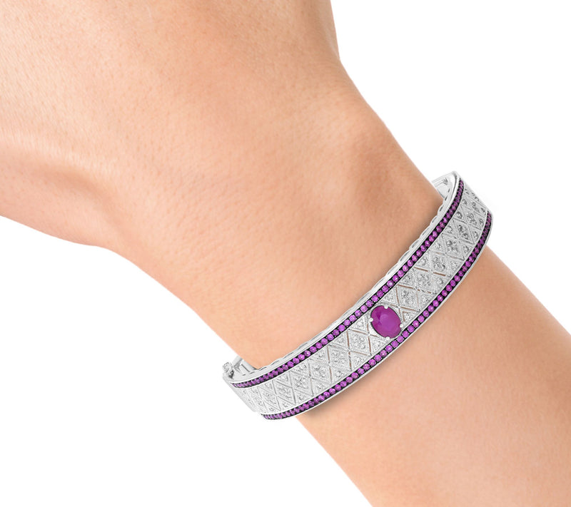 Effy Diamond & Ruby Bangle, Sterling Silver — View 3