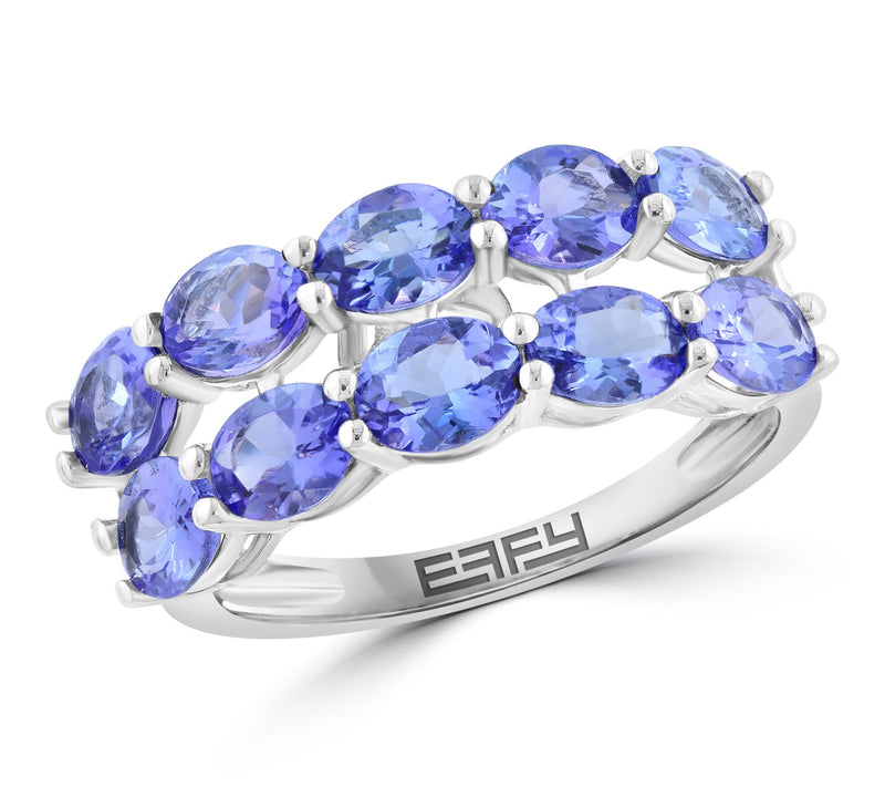 Effy 2.65 cttw Tanzanite Multi-Row Ring, Sterling Silver — Main view
