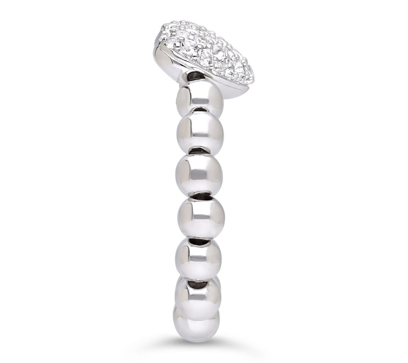 Elyse Ryan Sterling Silver Beaded White Topaz Pave Heart Ring — View 2