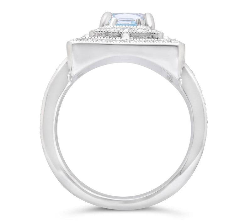 Dallas Prince Sterling Chrome Marcasite & Blue Topaz Ring — View 4