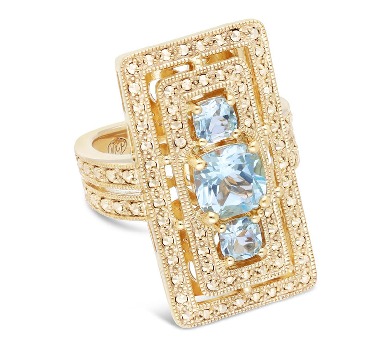 Dallas Prince 14K Clad Chrome Marcasite & Blueopaz Ring — View 2