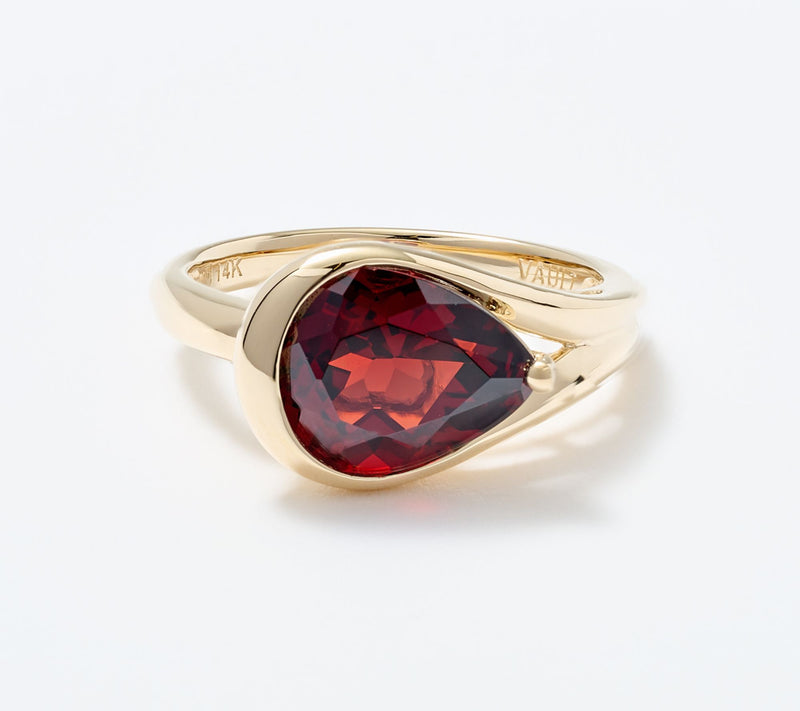 Vault Discoveries Mozambique Deep Red Garnet Pear Ring, 14K — View 2