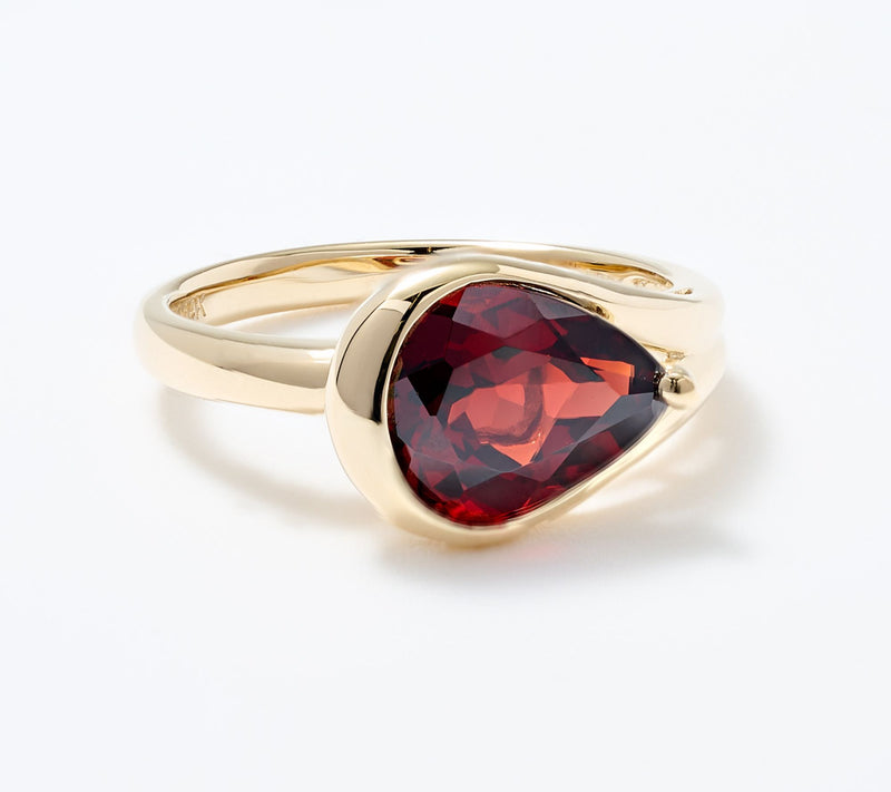 Vault Discoveries Mozambique Deep Red Garnet Pear Ring, 14K — Main view