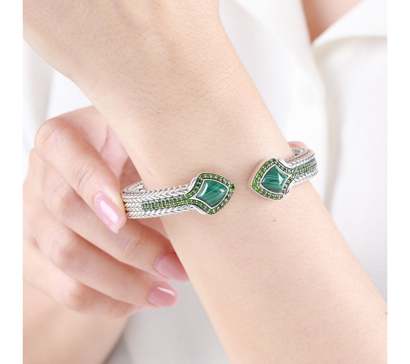 Tiffany Kay Studio Sterling Silver Diopside & Malachite Cuff — View 5