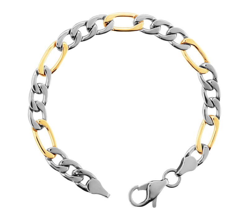 Steel By Design Two Tone Figaro Link Bracelet — Main view