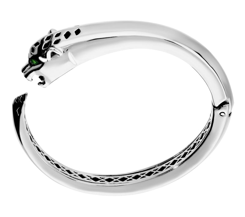 Steel By Design Panther Head Oval Hinged Bangle — View 2