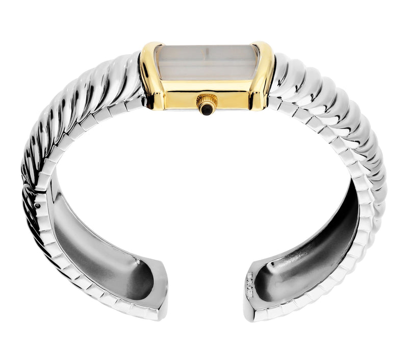 Steel By Design Two-Tone Hinged Cuff Watch — View 2
