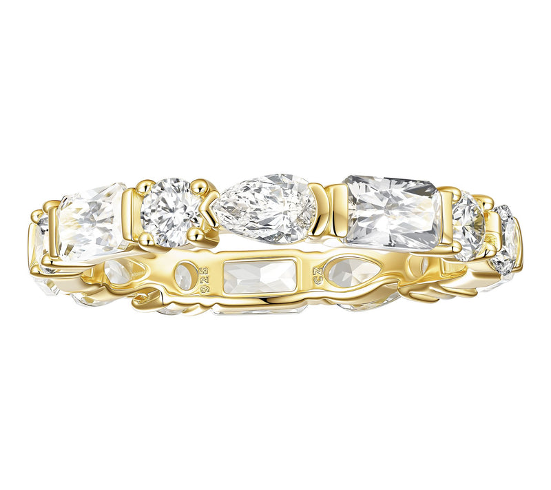 Diamonique x Jennifer Miller Multi-Cut Band RIng, Sterling — View 2