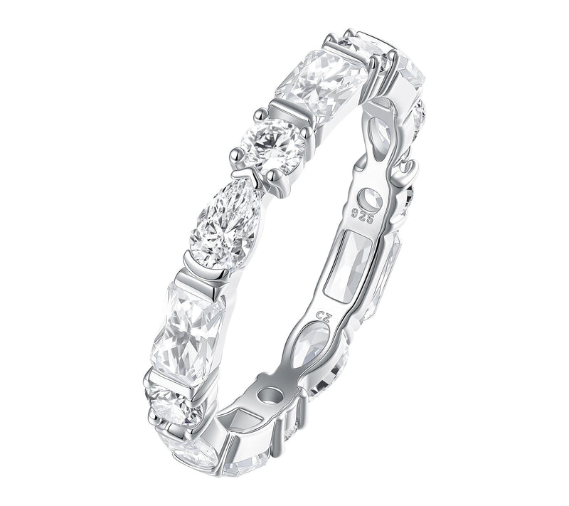 Diamonique x Jennifer Miller Multi-Cut Band RIng, Sterling — View 7