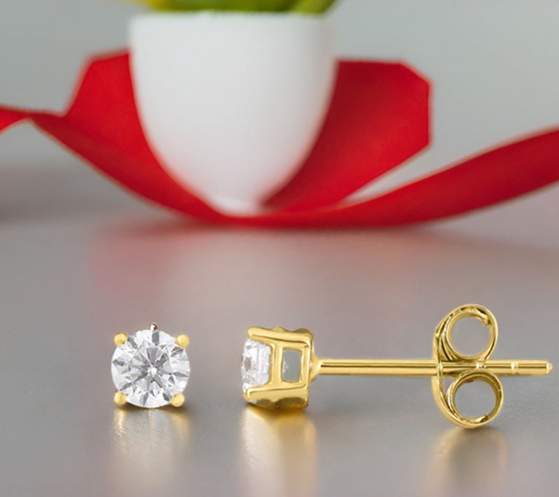 Fire Light 0.25 cttw Lab Grown Diamond Earrings, 14K Plated — View 4