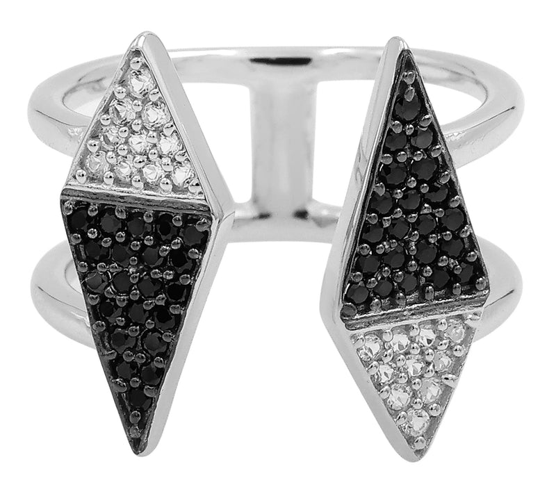 Affinity Gems Black Spinel & Zircon Ring, Sterling Silver — View 2