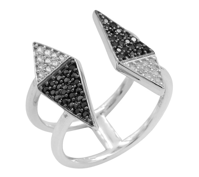 Affinity Gems Black Spinel & Zircon Ring, Sterling Silver — Main view