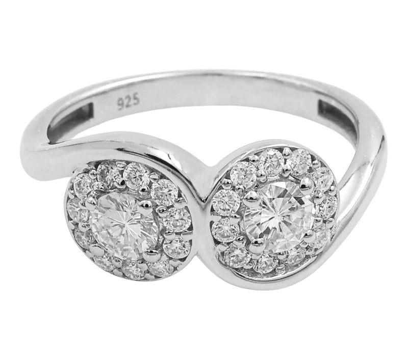 Affinity Gems Moissanite Halo Ring, Sterling Silver — View 2