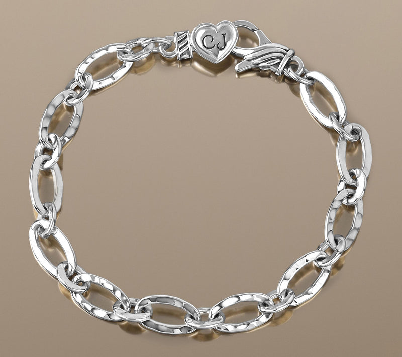 Christian James by Scott Grimes Sterling Silver Hammered Link Bracelet 8.5g — View 3