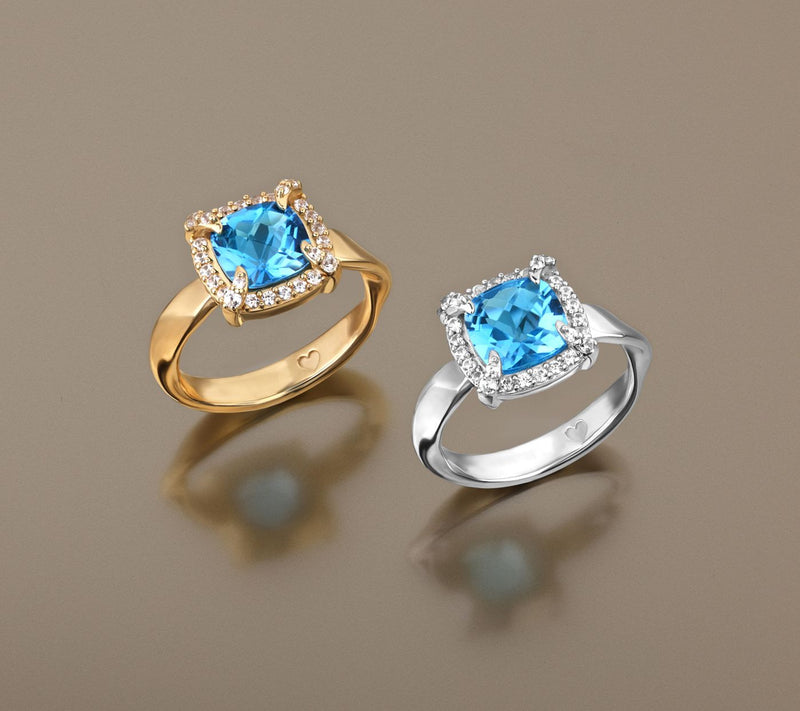 Christian James by Scott Grimes Sterling Silver Cushion Halo Gemstone Ring — View 6
