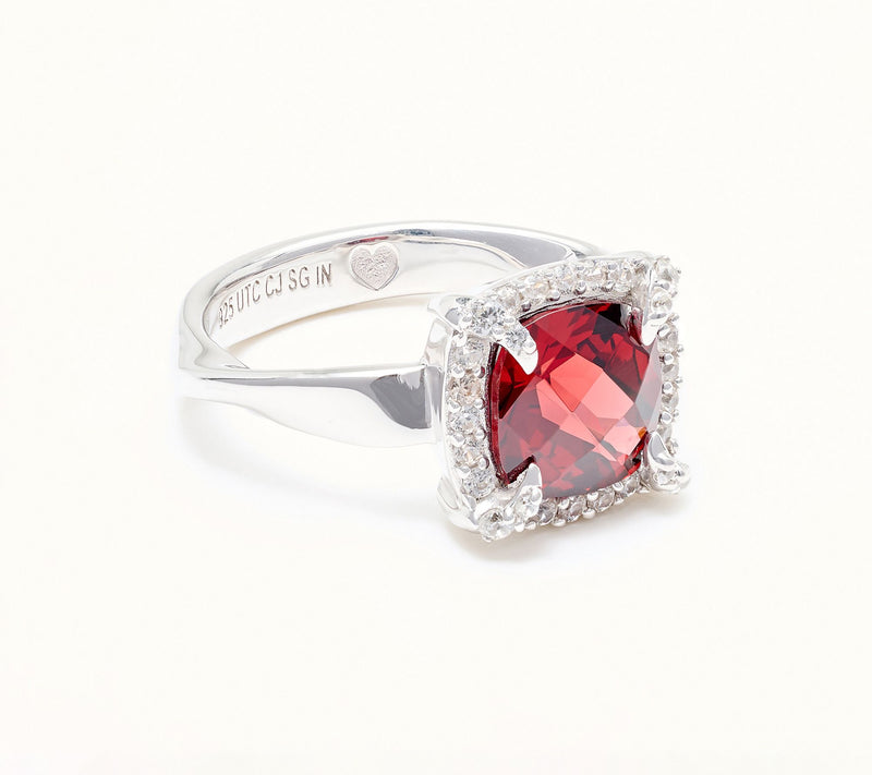 Christian James by Scott Grimes Sterling Silver Cushion Halo Gemstone Ring — View 12