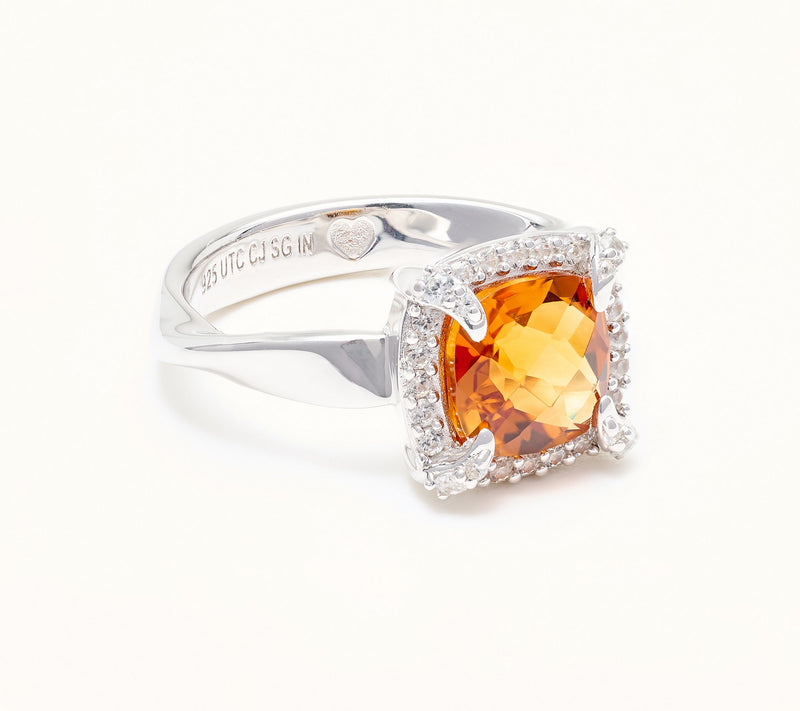 Christian James by Scott Grimes Sterling Silver Cushion Halo Gemstone Ring — View 13